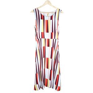 Jasper Conran Sleeveless Midi Dress 8 Colorful Geometric Retro Modern Funky